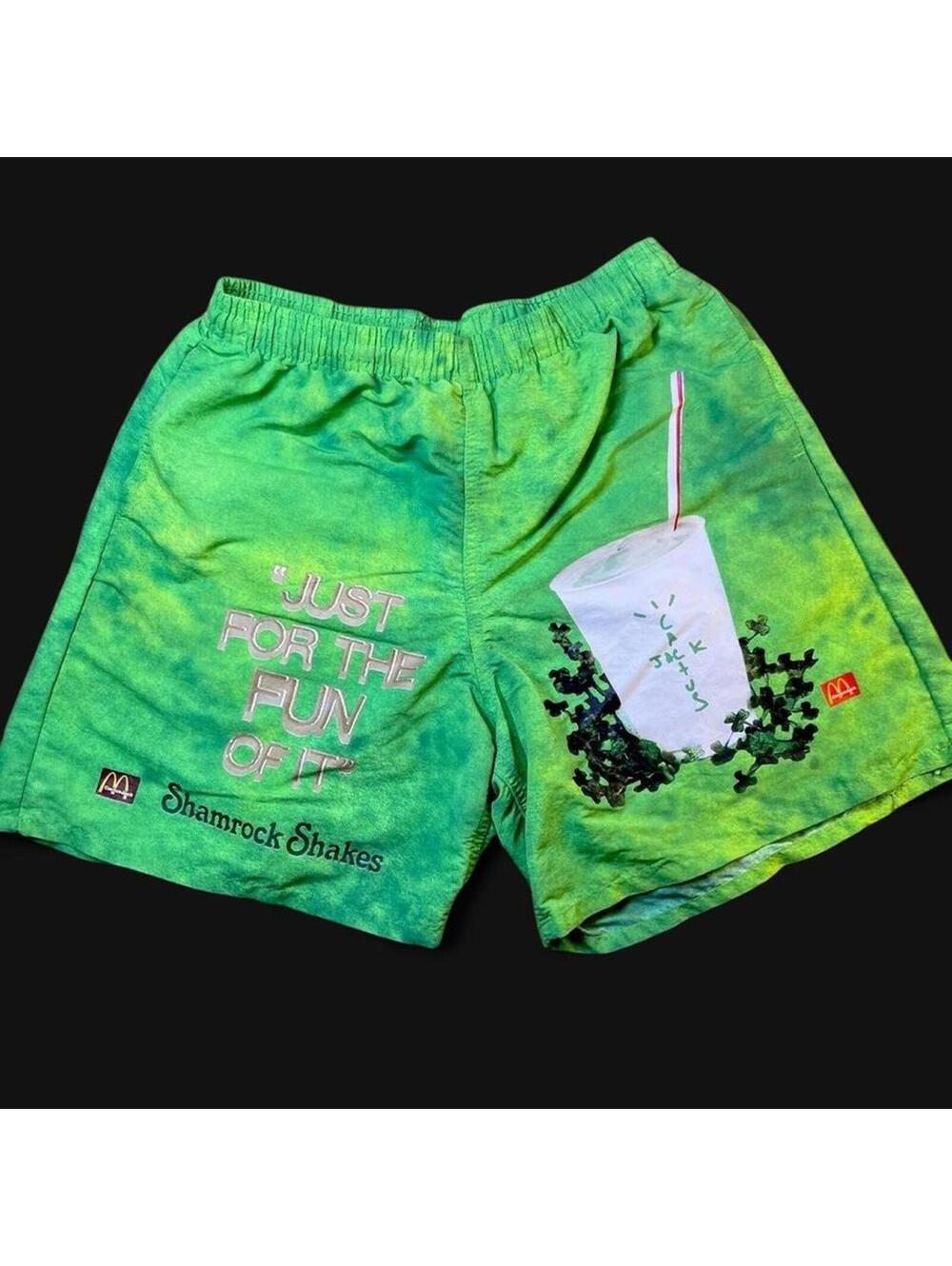 Travis Scott Cactus Jack McDonald’s Shamrock Shake shorts 2020 collab style